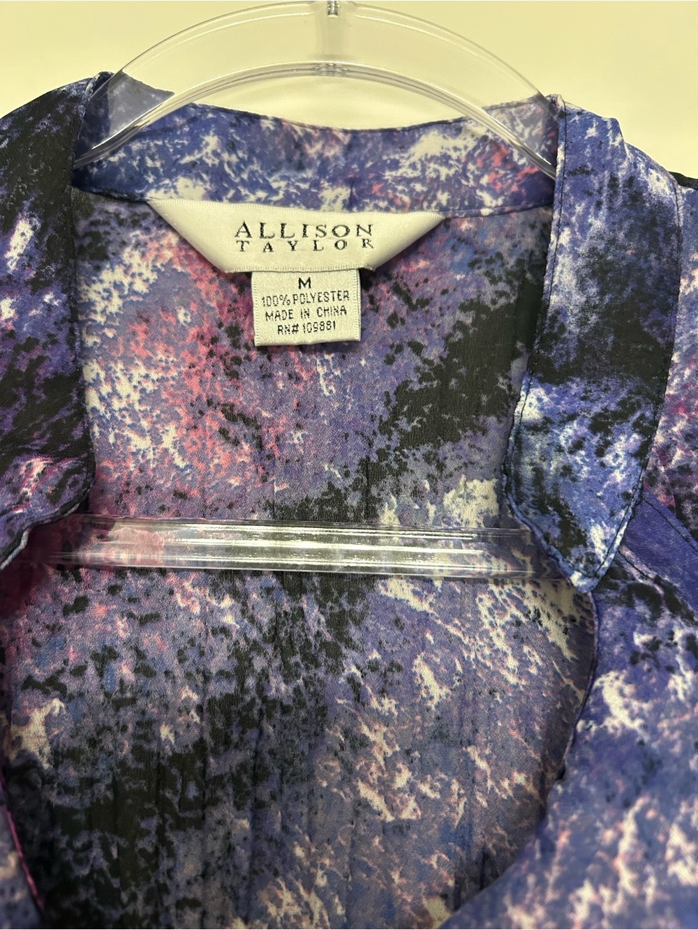 Y2K Allison Taylor Purple & Pink Ruffle Short-Sleeve Blouse Size M - Picture 2 of 8